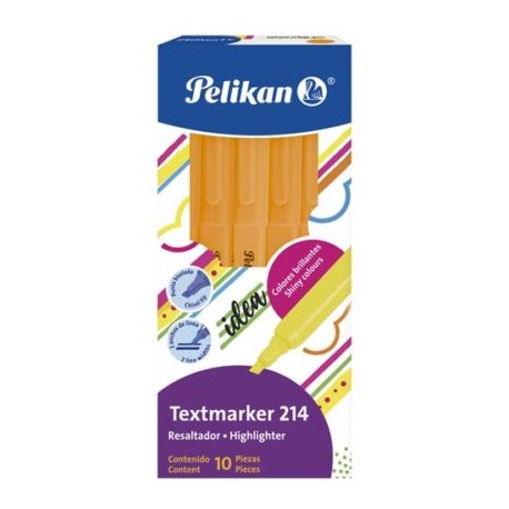 PEL-MAR-214NAR / 30162004 Resaltador de texto Pelikan TEXTMARKER 214 naranja caja con 10 piezas