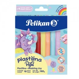 PEL-PLAS-67004 / 6700004 Plastilina Pelikan colores pastel caja con 10 barras colores surtidos