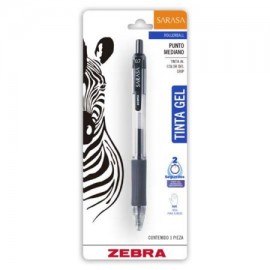 ZEB-BOL-880B / 8810 Bolígrafo gel retráctil sarasa zebra punto medio 0.7 mm negro blister 1 pz