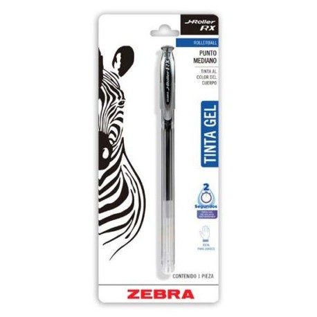 ZEB-BOL-800B / 8010 Boligrafo gel j roller rx zebra punto mediano 0.7 mm negro blister 1 pz