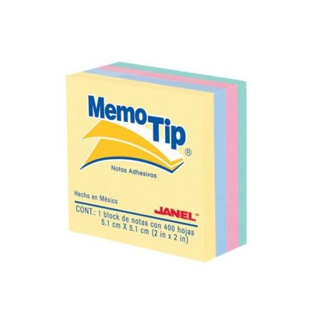 JAN-PST-0202296 / 6590202296 MINICUBO MEMO TIP PASTEL 2X2 PULG PZA