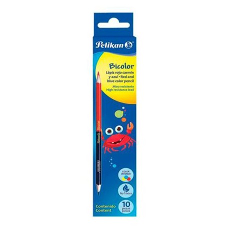 PEL-LAP-330210 / 30330213 Lapiz bicolor Pelikan hexagonal rojo y a