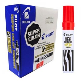 PIIL-MAR-43300C / EMP-176 Marcador permanente Jumbo Pilot punta cincel hasta 12.5 mm rojo caja c/12 pzs