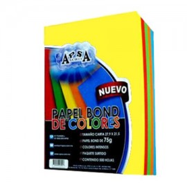 APS-PAP-020 / PB020 Hojas tamaño carta APSA colores intensos paquete con 500 hojas