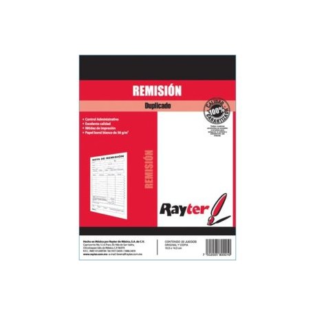 RAY-POL-08REMCH / 08REMCH Remisión duplicado t/  carta, Rayter