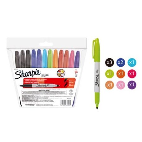 BER-MAR-TSURT12 / 1812781 SHARPIE DOBLE PUNTA SURTIDO 12 PZAS