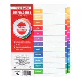 DIE-SEP-7630 / 7630 Separadores Dietrix tamaño carta de enero a diciembre pestañas de color
