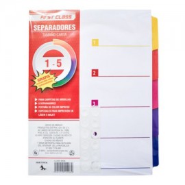 DIE-SEP-4406 / 4406 Separadores Dietrix tamaño carta del 1 al 5 pestañas de color