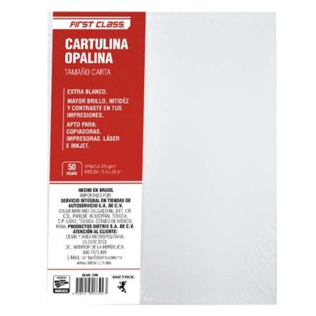DIE-CART-3392 / 3392 Cartulina opalina Dietrix 50 hojas tamaño carta 225 gr