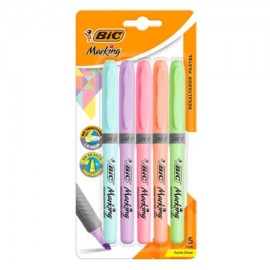 BIC-MAR-BL5SURT / 70330535329 Resaltadores Bic Brite liner pastel 5 piezas