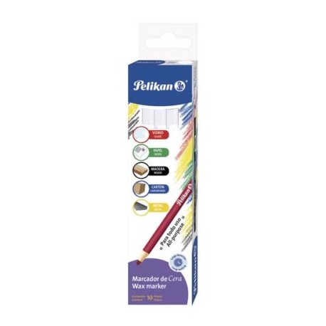 PEL-MAR-80118 / 50800118 Marcador de cera Pelikan blanco caja con 10 piezas