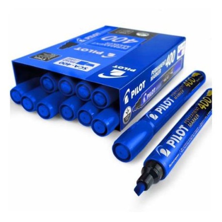 PIIL-MAR-44116C / EMP-433 Marcador permanente 400 Pilot punta cincel color azul caja con 12 piezas