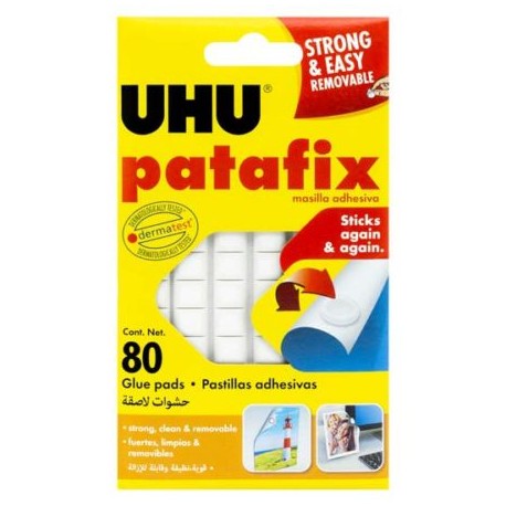 STD-PEG-39125 / 9U 39125 Pastillas de pegamento UHU Patafix color blanco con 80 almohadillas