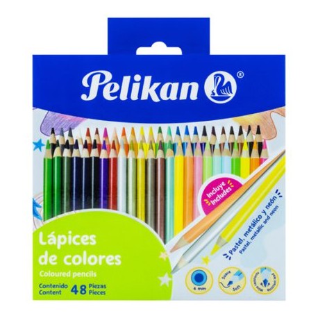 PEL-COL-330303 / 30330333 Lápices de colores Pelikan redondos caja con 48 piezas