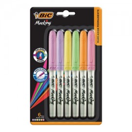 BIC-MAR-INTBL6 / 70330331952 Marcador Bic permanente Intensity Grip pastel blíster 6 piezas